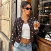 2026 Summer Women's Polka Dot Knit Long Sleeve Cardigan Sweater