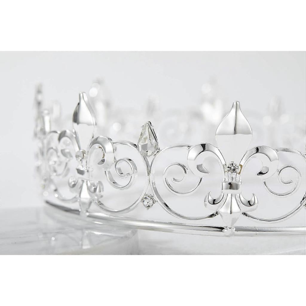 2024  Royal King Crown for Men - Metal Prince Crowns and Tiaras, Full Round Birthday Party Hats