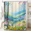 Vibrant Garden Shower Curtain Blue Floral Design For Bathroom Decor Waterproof Fabric With Hooks Included Perfect Gift Idea