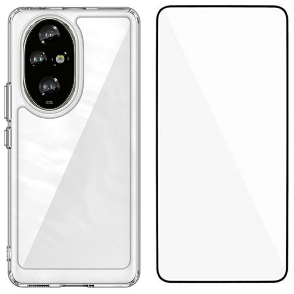 WANLONFENG MF Series for Honor 200 Pro 5G Case TPU+Acrylic Clear Phone Cover with Tempered Glass Film