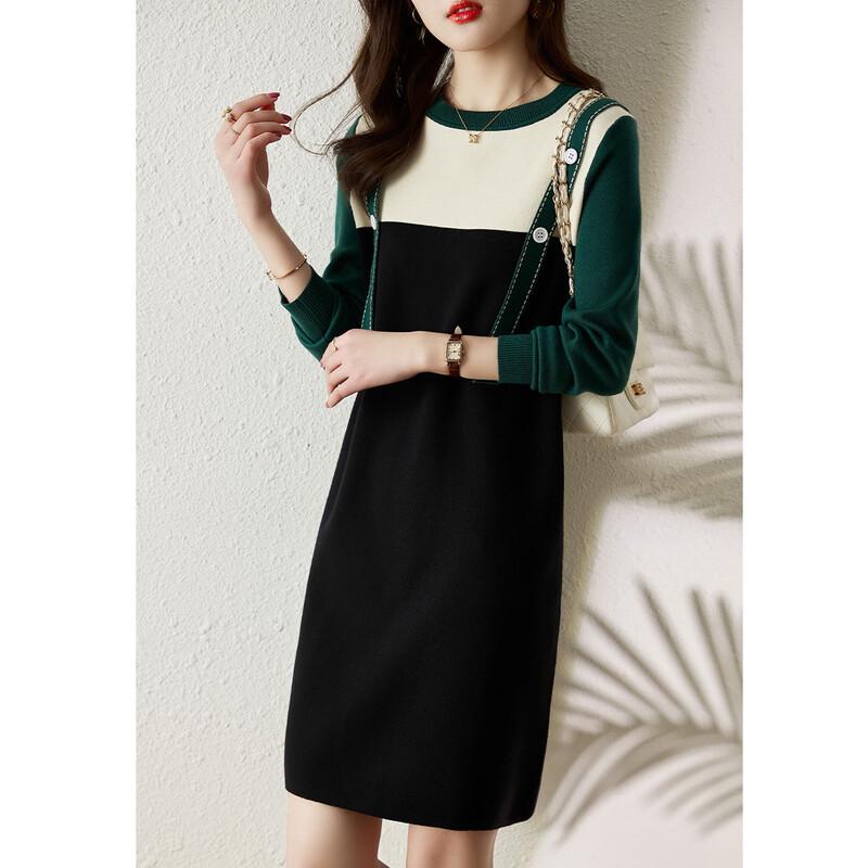 

Firstview Women s Autumn/Winter Casual Long Sleeve A-Line Short Dress One Size