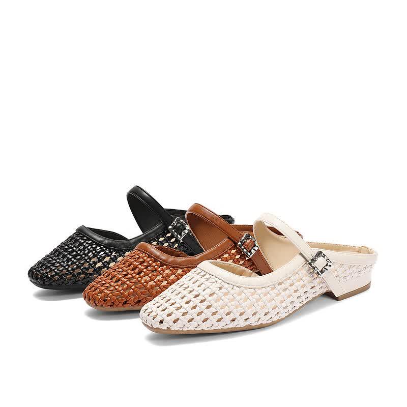 Women's Mary Jane Hollow Flat Mule Sandals