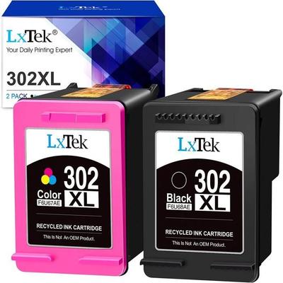 302 XL Cartuchos de tinta Remanufacturados LXTEX Paquete de 2 Reemplazo para HP 302/302XL para DeskJet 1110 2130 2134 3630 3632 3634