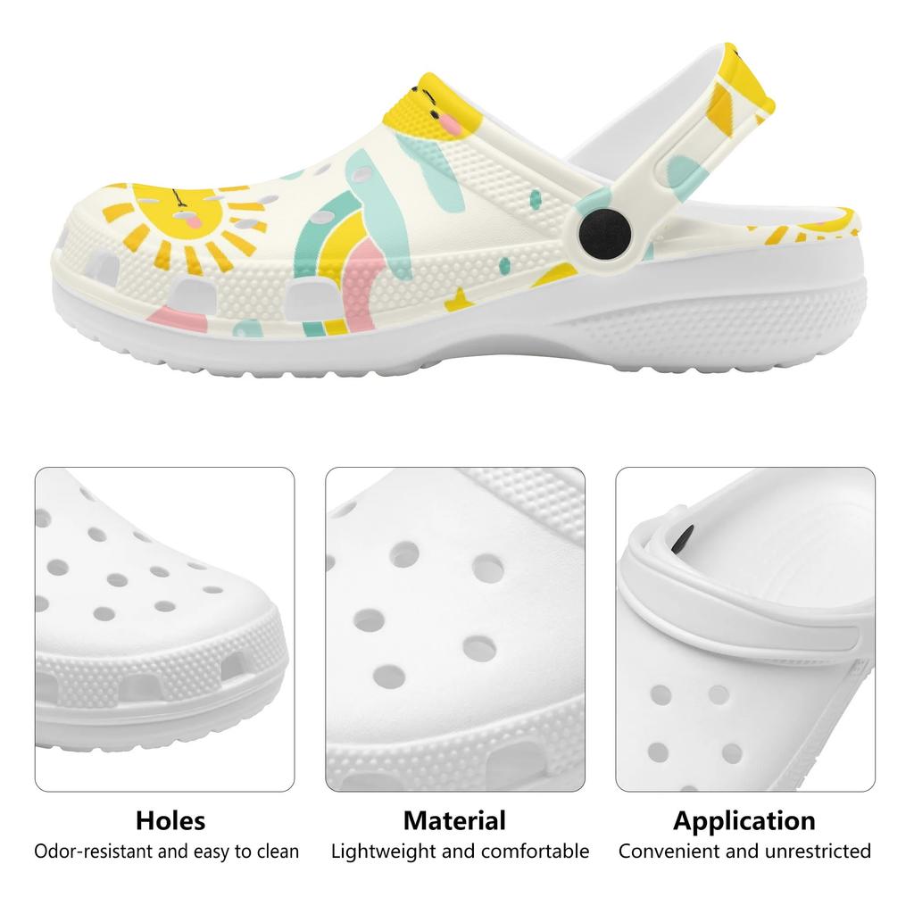 Allover Printed EVA Casual Clogs Men Women Soft Sole Easy Clean Lightweight Slip On Sandals Slippers Summer Daily Leisure Shoes