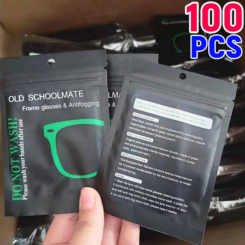 Reusable Anti-Fog Wipes Glasses Pre-moistened Antifog Lens Cloth Defogger Eyeglass Wipe Prevent Fogging for Glasses Swim