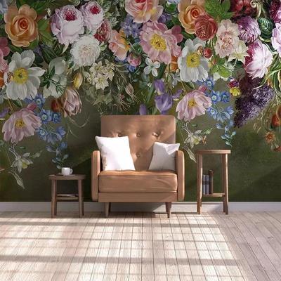 3D Wall Mural Wallpaper European Style Retro Hand Painted Rose Flowers Photo Wall Paper For Living Room Wall Decor