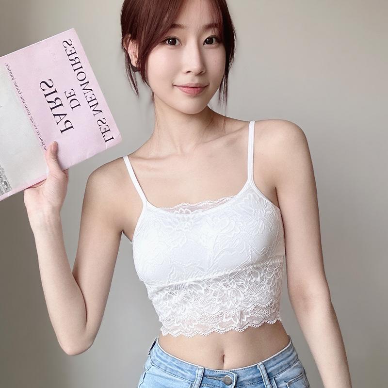 New Underwear Women's Small Breasts Gather and Top Support Sexy Lace Beautiful Back Bra Without Steel Ring Adjustable Sling Tube Top Cover