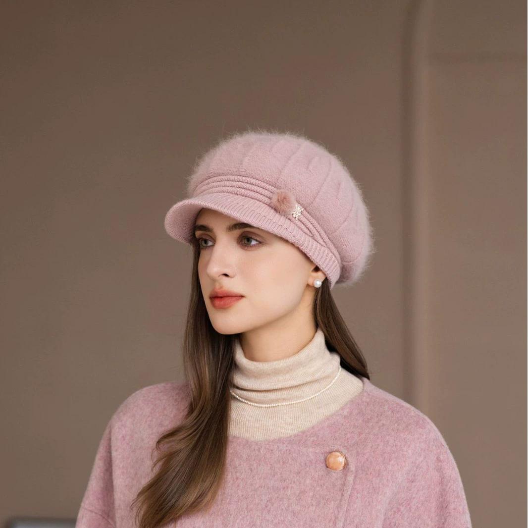 

WTEMPO Women s Outdoor Soft Elegant Knitted Hats for Hiking Skiing Walking Autumn Winter Windproof Cold-proof Warm Elastic Hats 1pc*one size светло-розовый