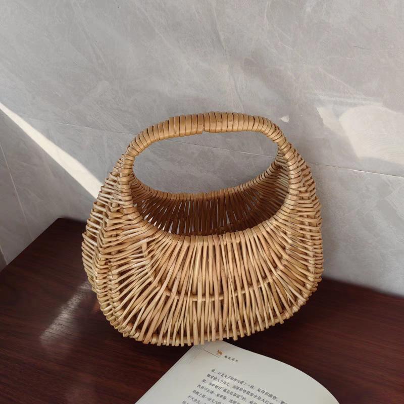 

Bohemian Wicker Rattan Bag Handmade Woven Basket Bags for Women Handbags Summer Bali Straw Bags Designer Travel Beach Bag Clutch 23x12cm