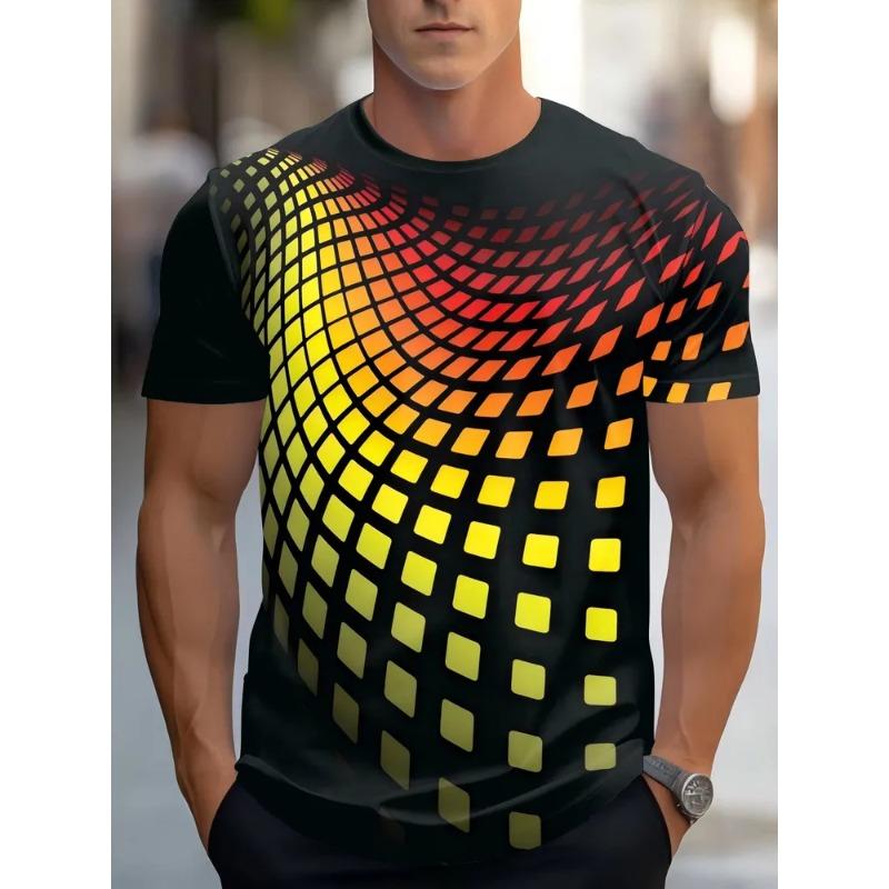 Tricou de vară pentru bărbați, cu gât rotund, imprimat 3D, modă, versatil, la modă, respirabil, casual