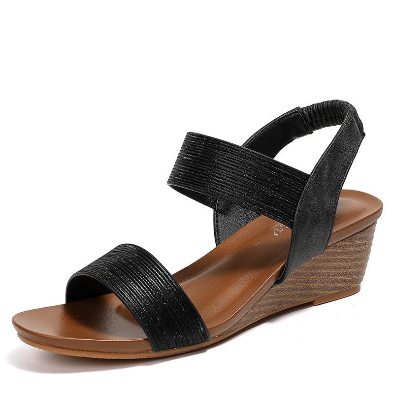 Platform sole fashion sandals women's new wedge heel mother fashion Roman shoes women