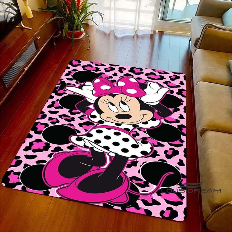 Cute Pink Minnie Mouse Cartoon Rug, Suitable for Living Room, Bedroom, Kitchen, Hallway, Children's Non-slip Floor Mat,