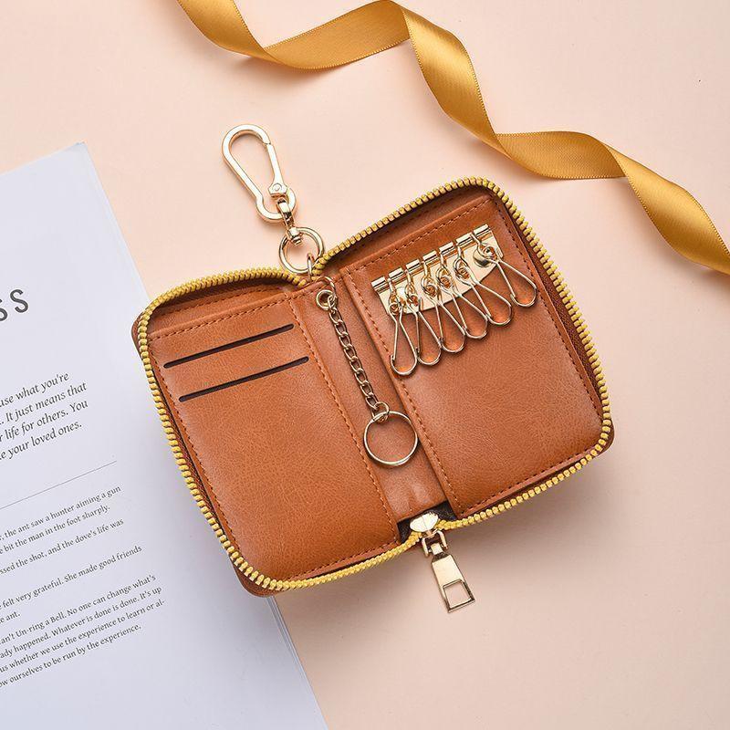 Multifunctional Car Key Case With Zipper And Soft Pu Material For Travel And Commuting