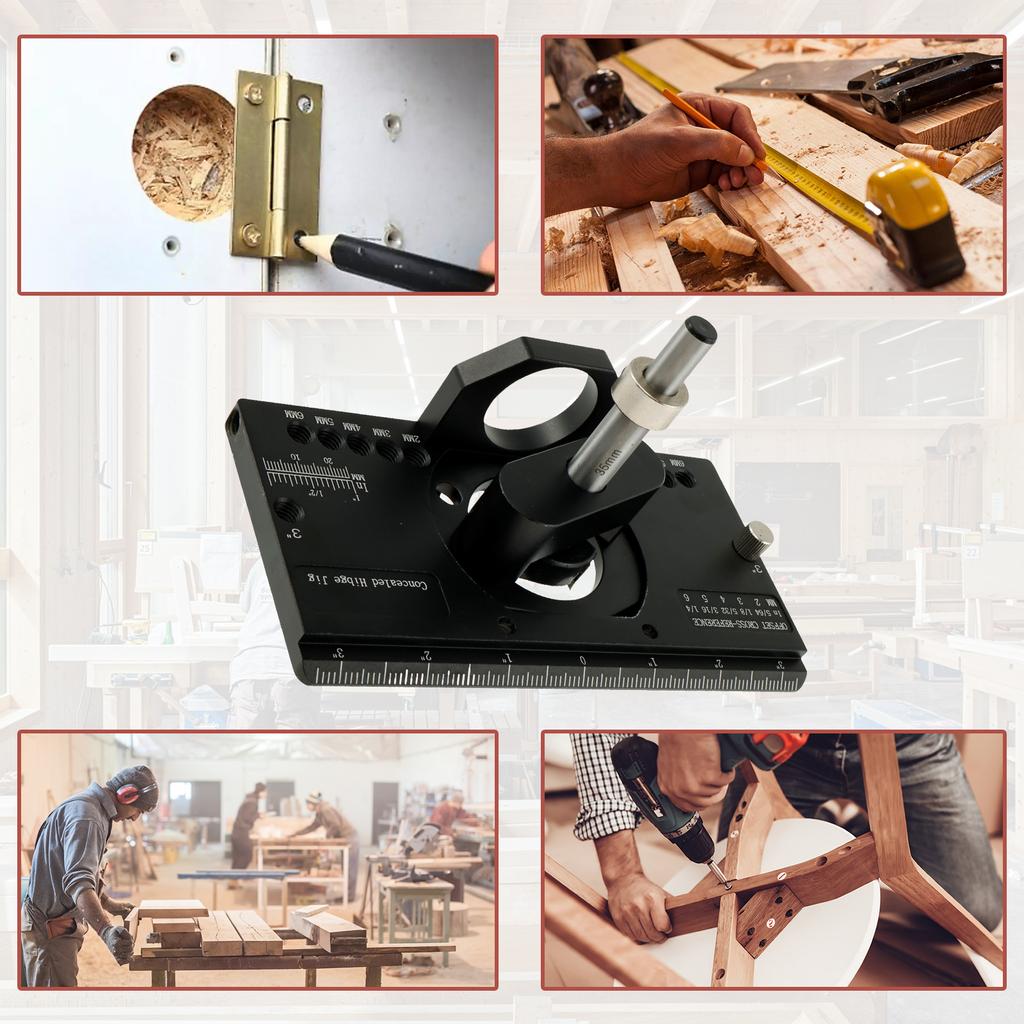 Concealed Hinge Jig Kit 35mm Precise Hole Punching Locator Hinge Hole Drilling Guide Boring Dowel Jig for Cabinet Door