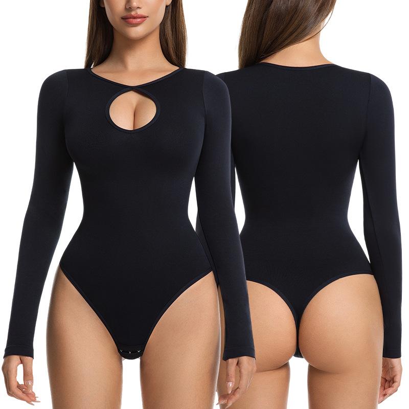Women Seamless Long Sleeve Tight Shaping Bodysuit Tummy Control Butt Lifting