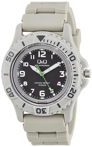 Citizen Q&Q Men s Analog Solar Watch, 10 ATM Water Resistant, Urethane Strap, Gray, E02A-004VK