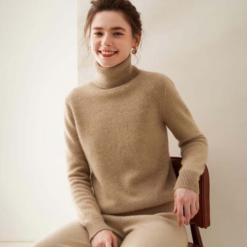 Fanzhen Women's High-Neck Thick Cashmere Blend Sweater