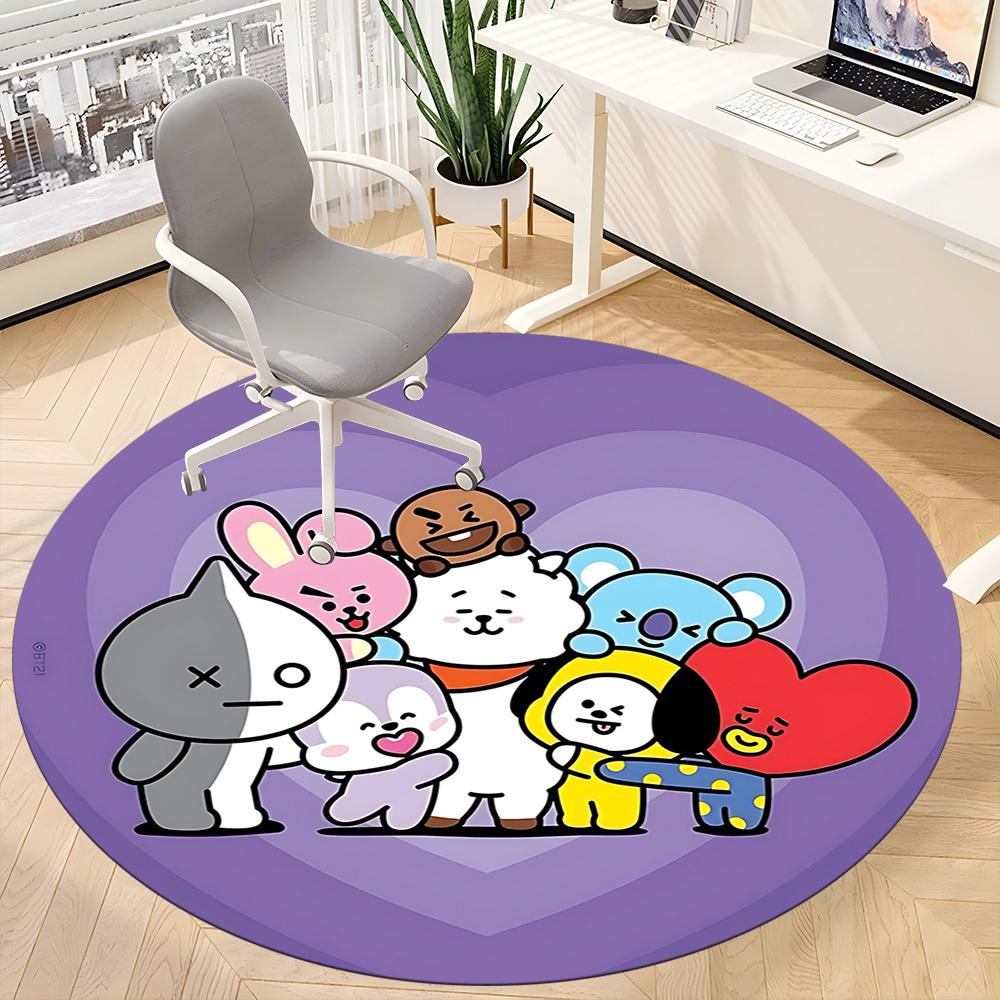 1pc BT21 Characters Chair Carpet for Office Non-Slip,Machine Washable Rug for Office, Room - Holiday Decor - Machine Made Yy251017249