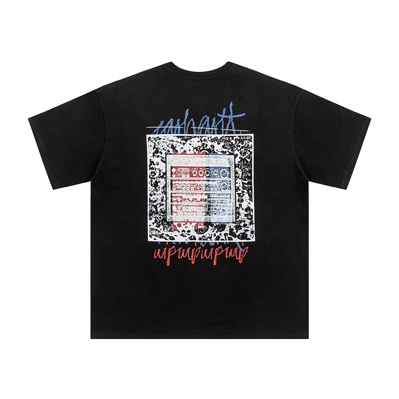 

Carhartt 2025 Summer New Men s and Women s Cotton Loose Round Neck New Logo Ink Pattern Printing T-shirt XL чорний