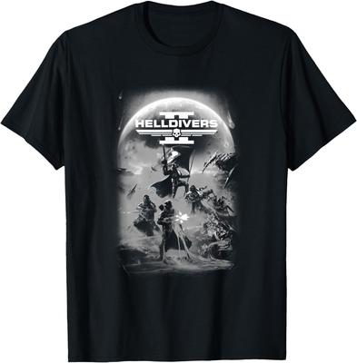 Helldivers 2 Grayscale Sony PlayStation Video Game Poster T-Shirt