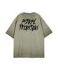 ASTRAL PROJECTION Graffiti Lettering Pigment Loose Fit Short Sleeve T-Shirt_Khaki