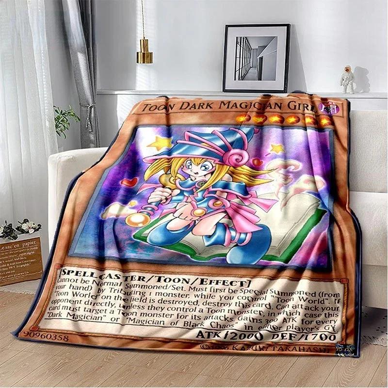 Anime Yu Gi Oh Card Throw Blanket Blue Eyes White Dragon Anime Cartoon Soft Plush Blanket Bedroom Bedspread Home Decor