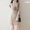 Women Sweater Dress 100% Wool V-neck Knit Long Pullover Winter Jumpers Wool Long Dress Female