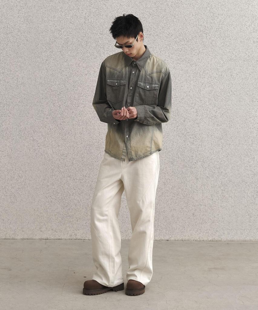 SENTAIR Dart Wide Flare Cotton Pants_Ivory