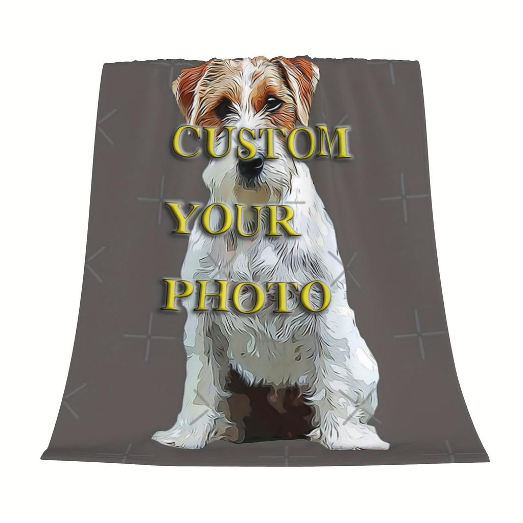 1 Piece Of Vintage Style Custom Po Blanket, Twill Fabric, High Quality, Single-Sided Printing, Jack Russell Meme Design