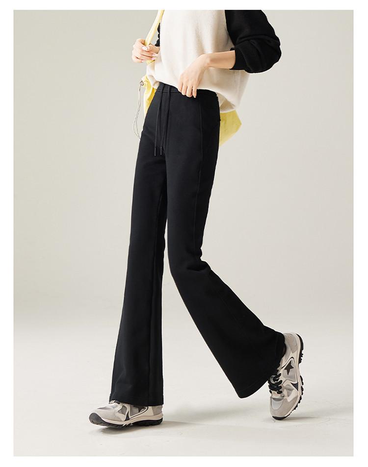 Elastic waistband tied elastic sports flared pants for women in autumn 2025, fashionable and versatile casual pants