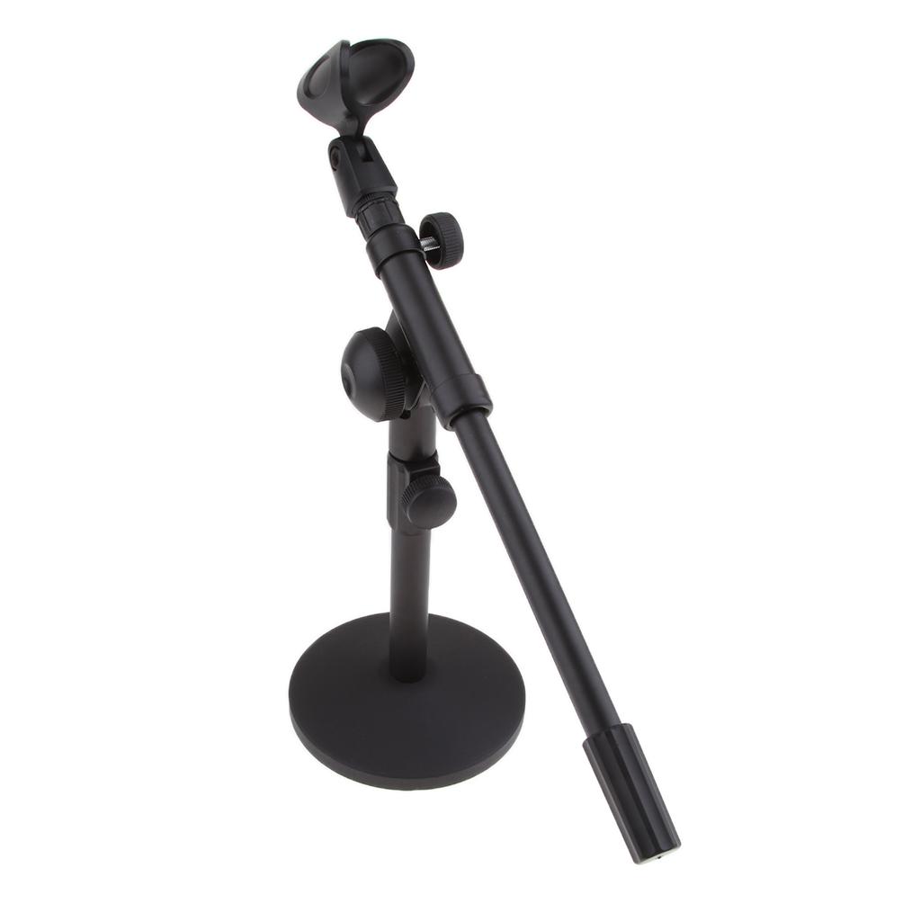 Foldable Desktop Tabletop Microphone Mic Stand Solid Base W/ 2 Sponge Cover