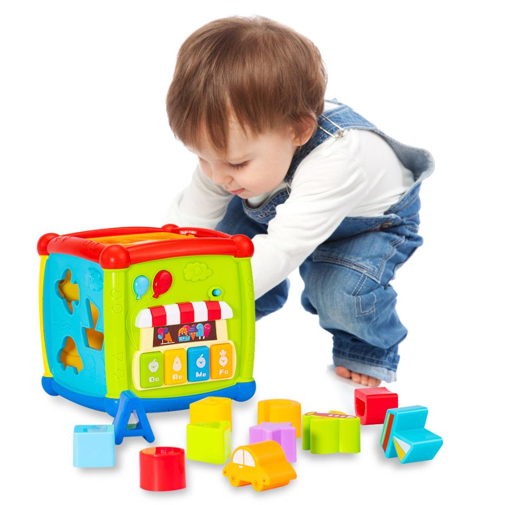 Tumama Multifunctional Musical Toys Toddler Baby Box Music Activity Cube Gear Clock Blocks Toys
