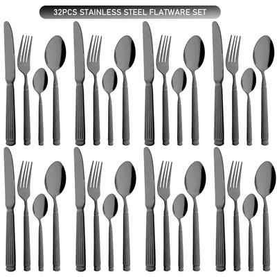 Set di posate occidentali 32 pezzi Set di stoviglie in acciaio inossidabile Coltello da cena Cucchiaini da caffè Forchetta Stoviglie Set di posate per cucina domestica