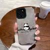 Gray Silicone Leather Panda Cute Phone Case For iPhone 13 14 Pro Max 16 15 Plus 11 12 Mini 17 ProMax Air Soft Matte Full Cover
