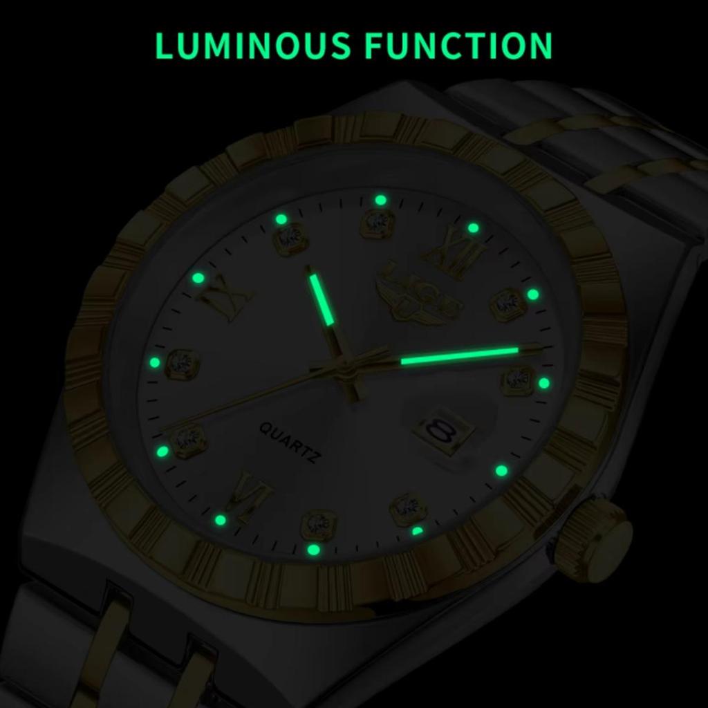 Herrenmode Businessuhr Herren Sport Schwarz Edelstahl Luxus Leuchtend Wasserdicht Herren Quarzuhren