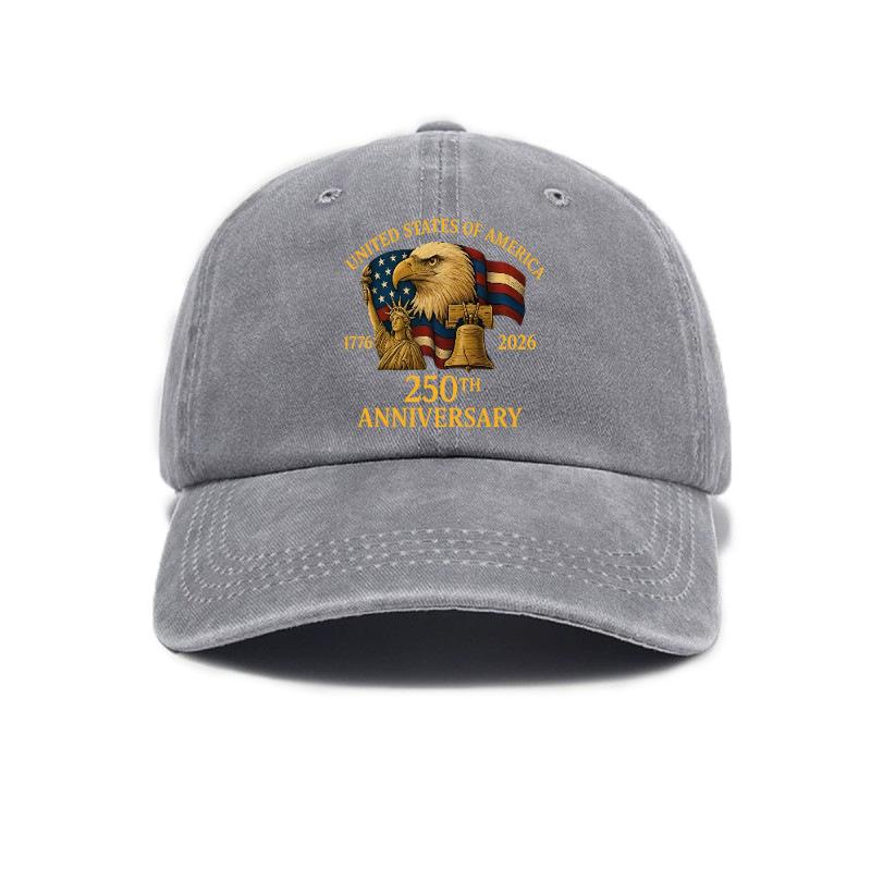 Printed washed versatile distressed soft top unisex baseball cap серый