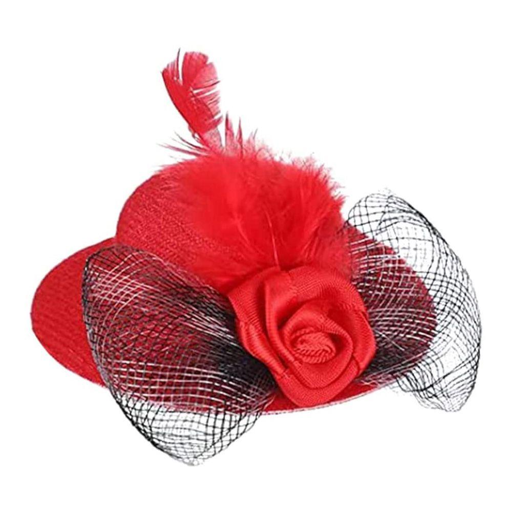 

Adjustable Rooster Duck Stylish Show Costum Chicken Hats Cap for Hens Pets Supplies Feather Top Hat красный