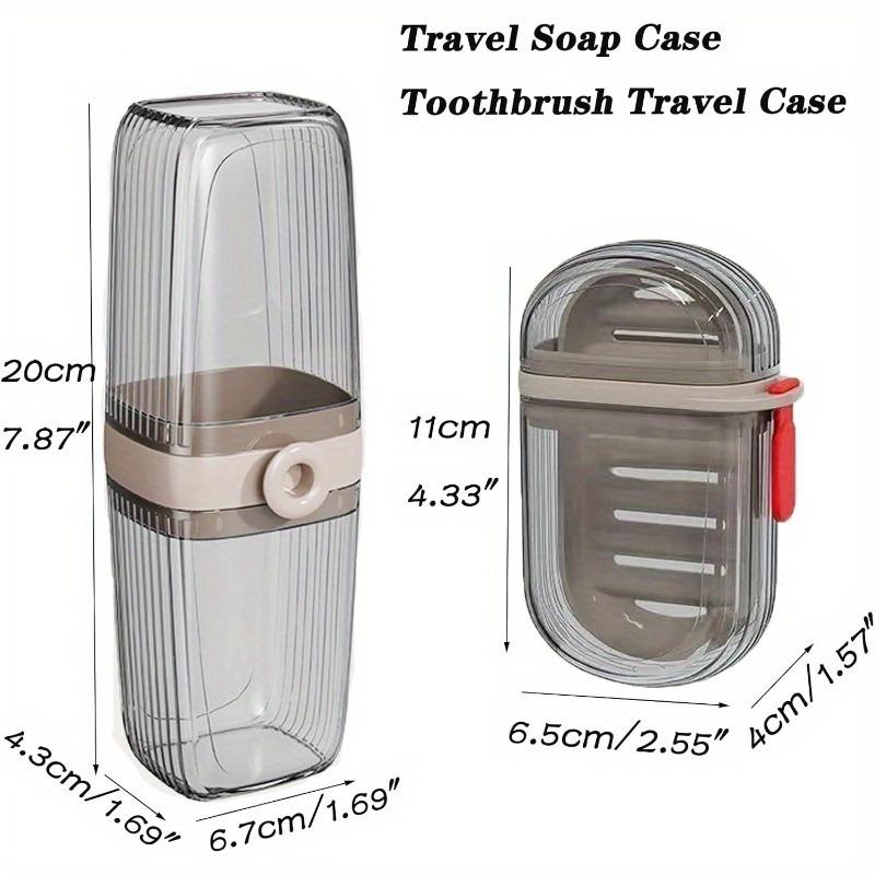 Set de Almacenamiento de Viaje de 4 Piezas, Jabonera Portátil y Estuche para Cepillo de Dientes con Drenaje, Ideal para Dormitorio, Gimnasio y Baño