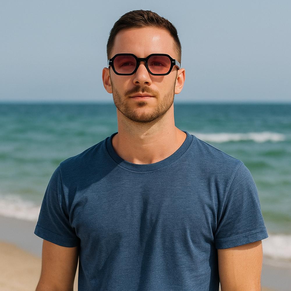 Lightweight Polygonal Sunglasses Blue-light-blocking Men UV400 Eyewear Travel