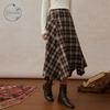 ZIHAN Women's Retro Irregular Plaid A-Line Skirt