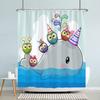 Kids Cartoon Animal Shower Curtain Funny Letters Blue Watercolour Fish Polyester Fabric Washable Shower Curtains Bathroom Decor