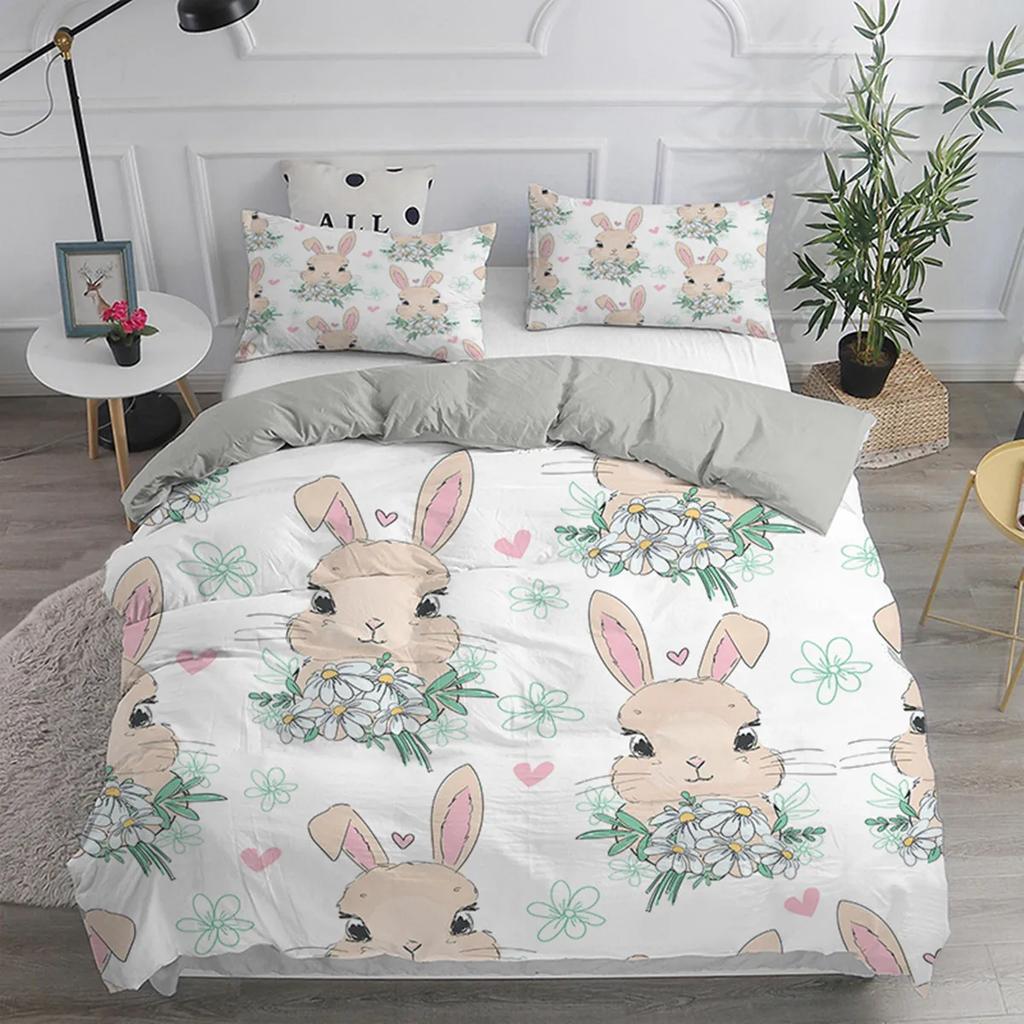 Comforter Cartoon Rabbit For Children Girl Boy Gift Bunny Polyester Cartoon Animals Theme For Bedroom Decorations