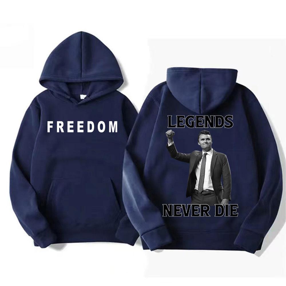 Legends Never Die Charlie Kirk Fall/Winter 2025 100% Printed Cotton Hoodie Men's Fashion Trend Streetwear Sweater Loose