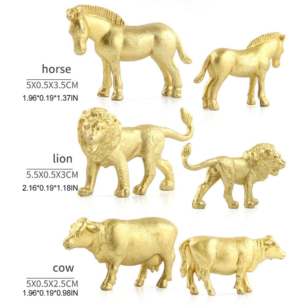 12 Set of Gold Plastic Animal Figurines Jungle Wild Animals Models Mini Animals Desktop Ornament