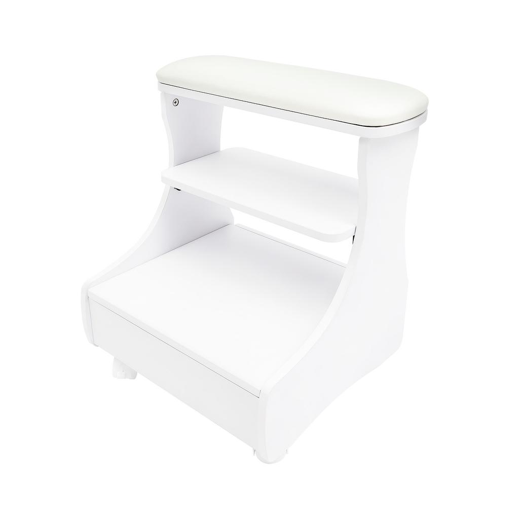 Multi-Functional Foot Bath Stool with Wheels & Drawer, for Home Pedicure Spa and Massage, Removable Shelf, 44lbs Capacity