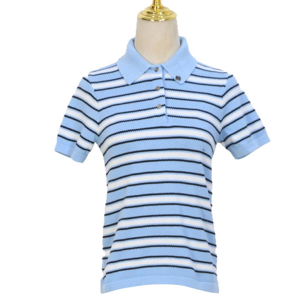 2025 Spring/Summer Women's Casual Color Block Striped Polo Collar Knitted Short Sleeve T-Shirt