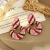 European Style Color-Blocked Circle Drop Earrings: Retro High-End Metal Design
