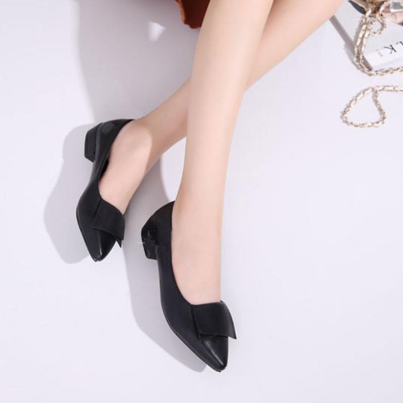 Pointed Toe Low Heel Elegant Ladies Pumps Black Work Women's Shoes Wholesale Quick Delivery Fashion Promotion Slip On Footwear