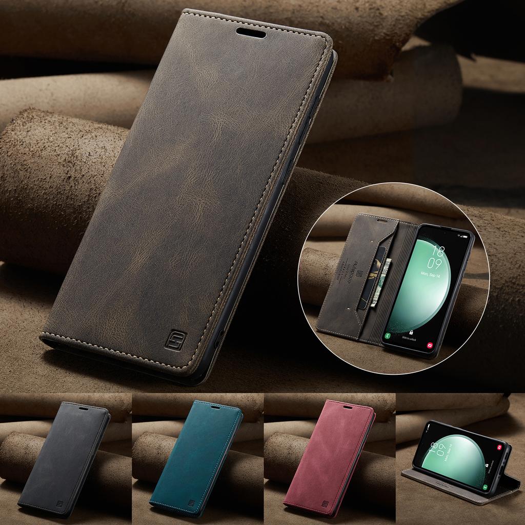 For Samsung Galaxy S23 FE Wallet Case AUTSPACE A01 Leather Stand Cover with RFID Blocking Card Holder