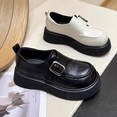 Platform Loafers Women's 2025 New Spring Brown Versatile Comfortable One-pedal Single Shoes British Style Small Leather Shoes